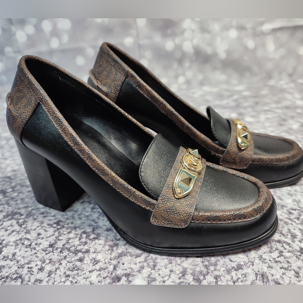Michael Kors Jackie MK Signature Logo Print Mid Loafers